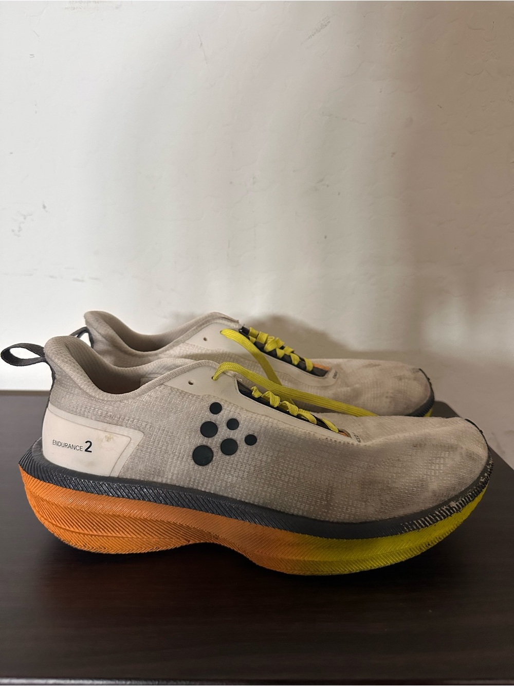 Crafted Men’s Endurance 2 Running Shoes - White with Yellow & Orange